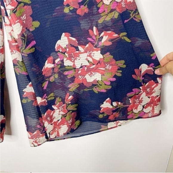 Elevenses Wide Leg Floral Pants Size Small High Waisted Sheer Boho Resort Beach - Picture 3 of 5